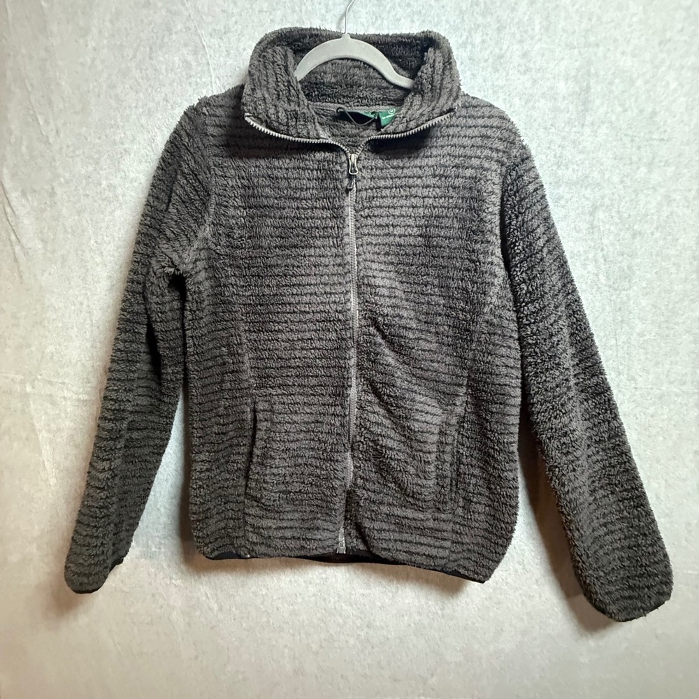 Stillwater Supply Co Womens Gray Sherpa Fleece Full Zip Jacket Mock Neck Medium